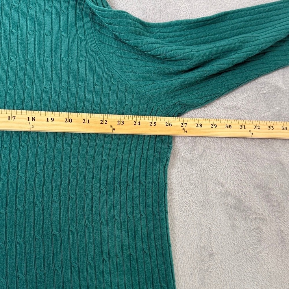Croft and Barrow Sweater Womens 3X Teal Cable Knit Long Sleeve Classic‎ Casual - Picture 9 of 12